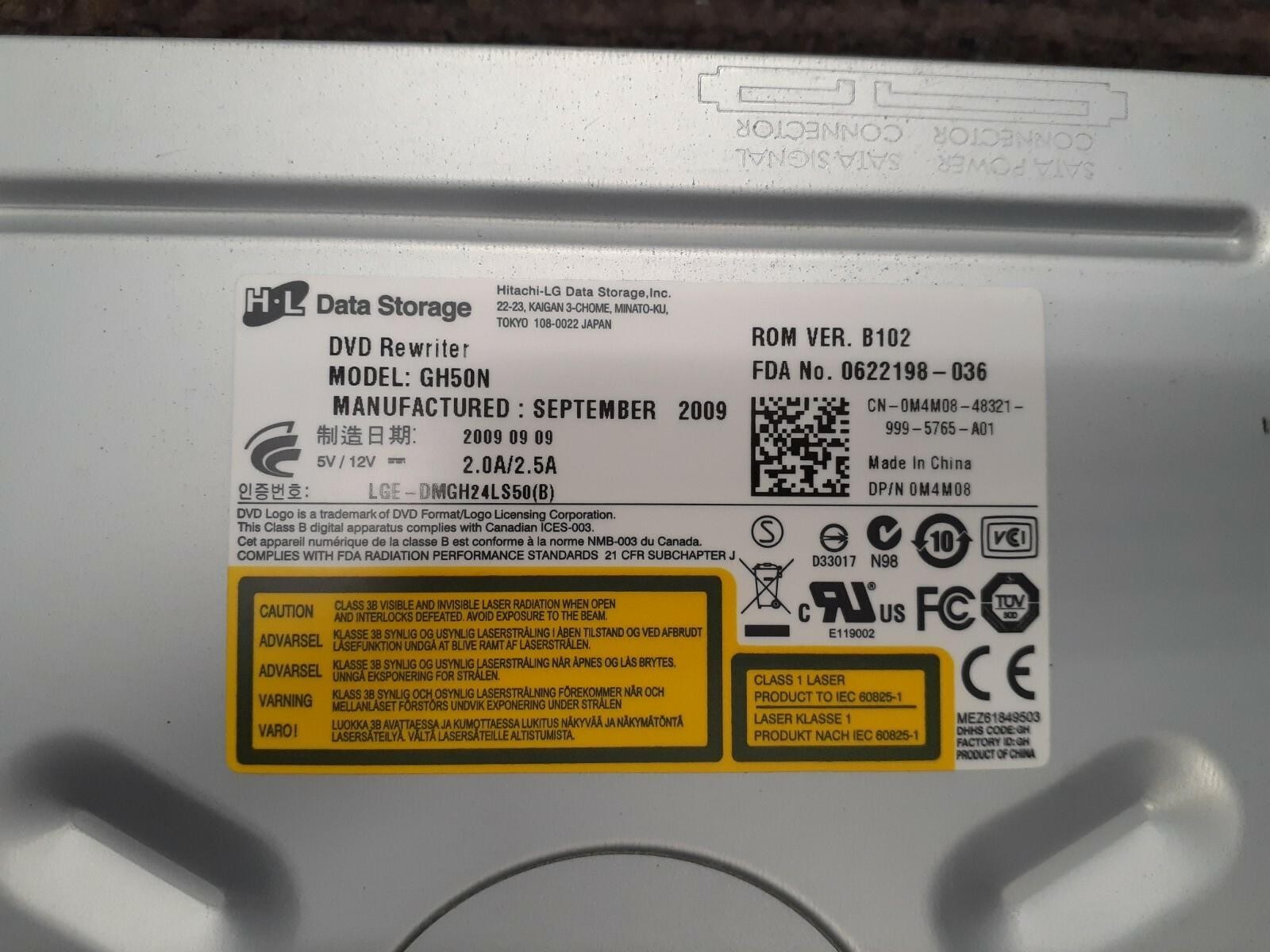 (2) HITACHI LG DATA STORAGE DVD REWRITER GH50N VER B102 0M4M08