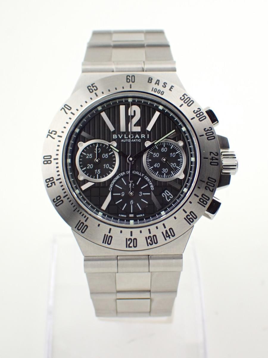 Bvlgari Watch Diagono Chronograph Tachymetric Black Silver SS 40mm CH40SSDTA Men