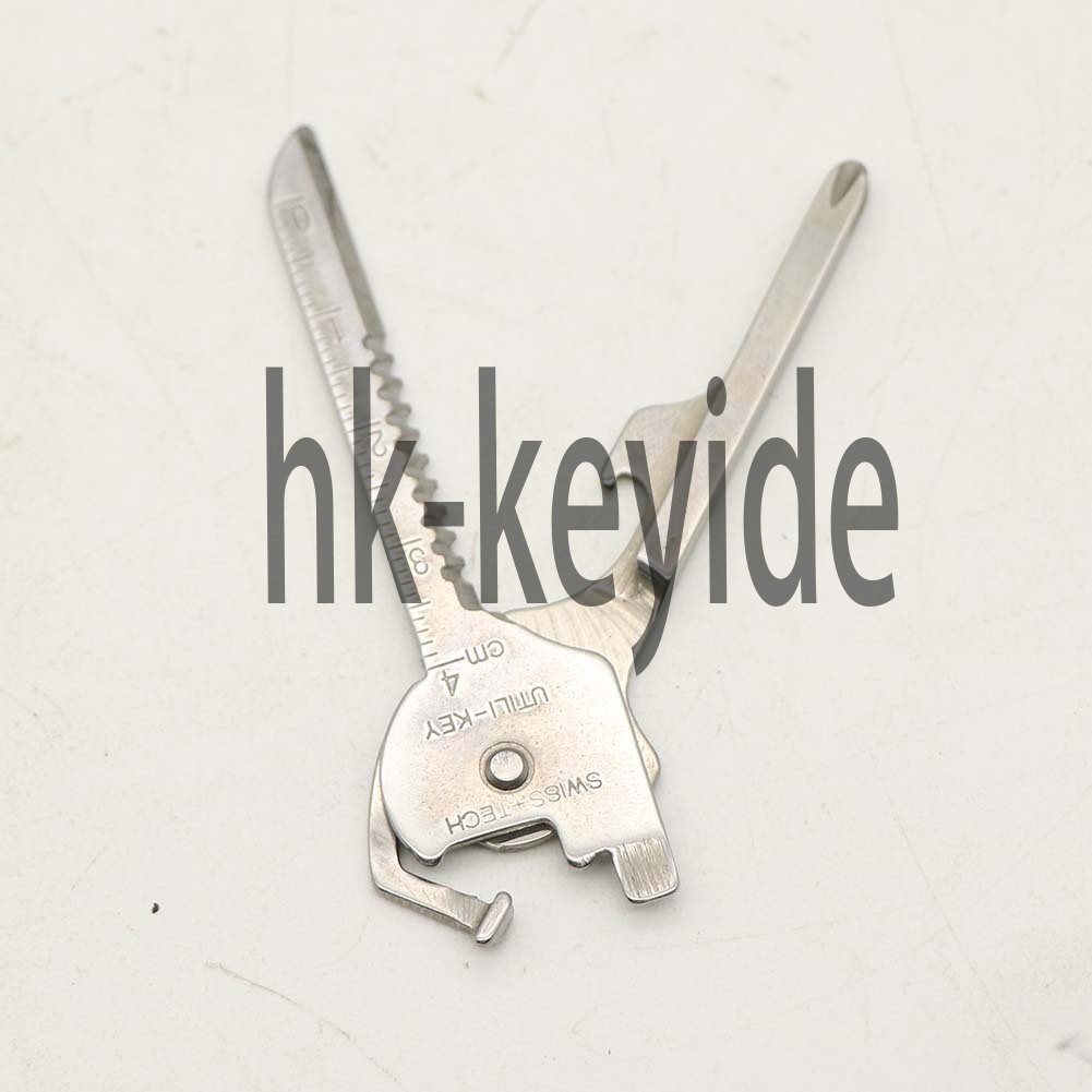 6-in-1 Utili Key Tool Keyring Keychain Gadgets Multifunction Stainless Steel~