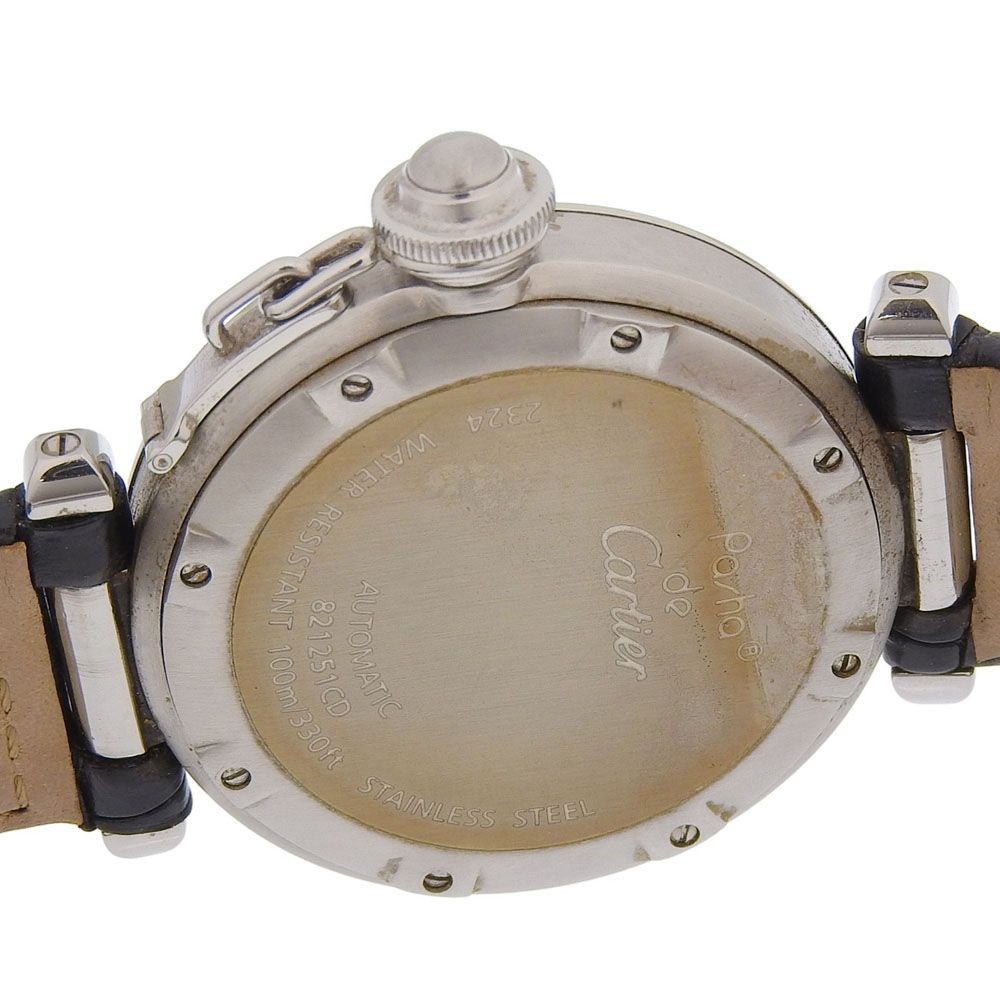 Cartier Watch Pasha C 2002 Christmas Limited Edition SS×Leather AT Silver Men’s