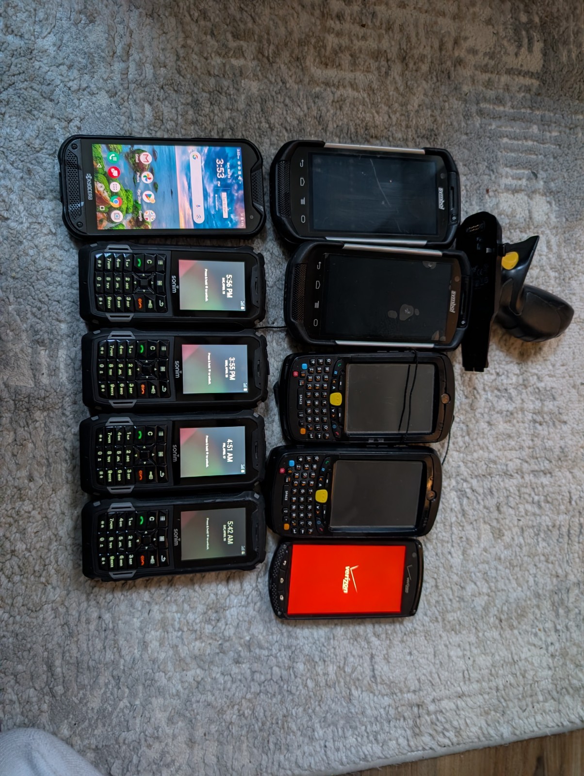 Lot Of 10 Mobile Device |4 Sonim XP5|2 Motorola MC55A0|2 Symbol TC700H|2 Kyocera
