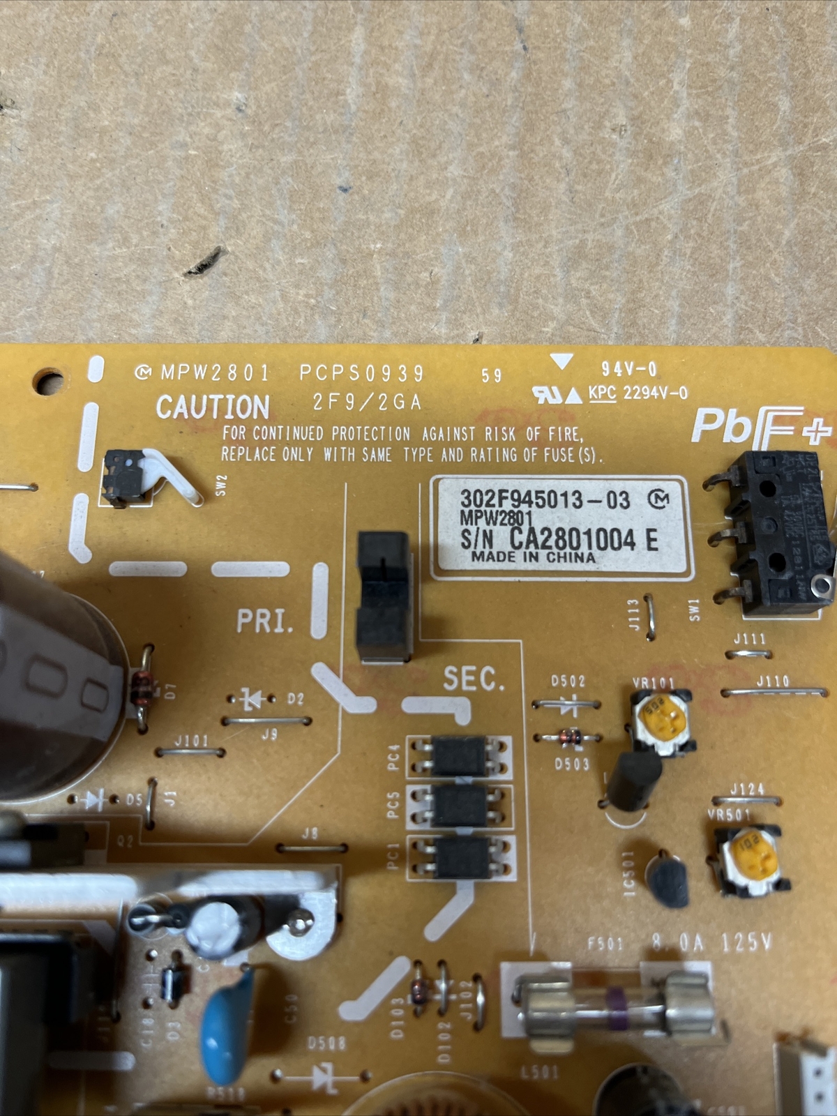 MPW2801 PCPS0939 Power Supply Board 302F945013-03 Ships fast