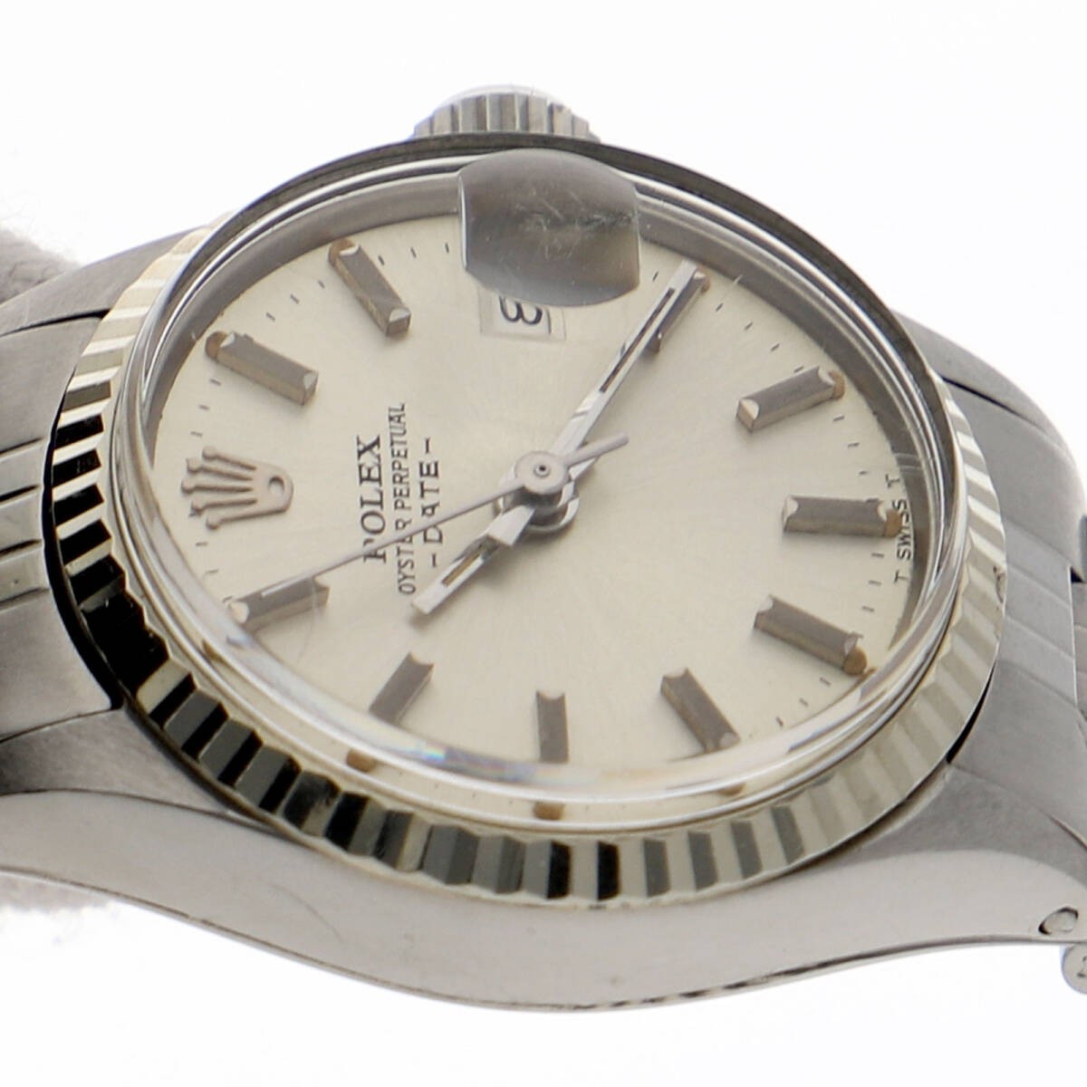 ROLEX Watch Oyster Perpetual Date 6517 Silver Dial WG/SS Automatic Women’s