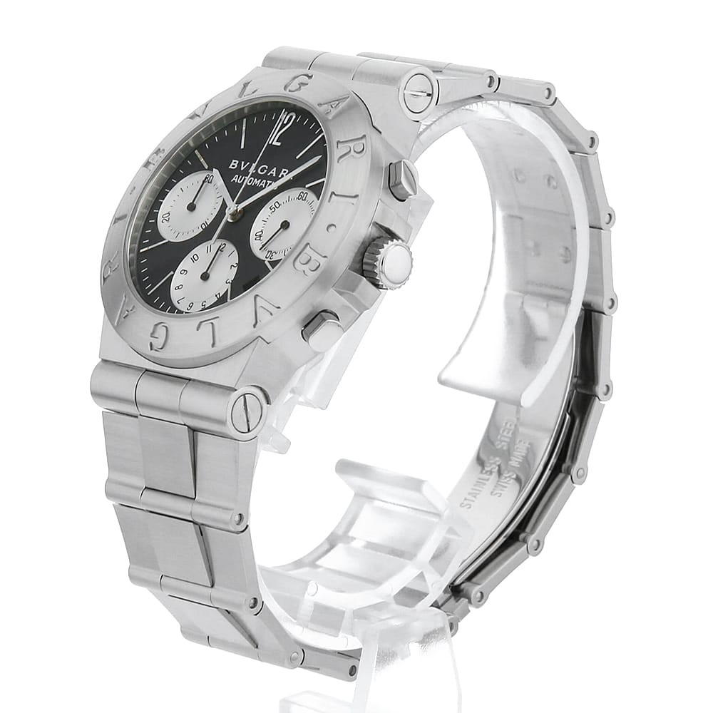 Bvlgari Watch Diagono Sport Chronograph CH35BSSD Silver Black SS AT 35mm Men’s