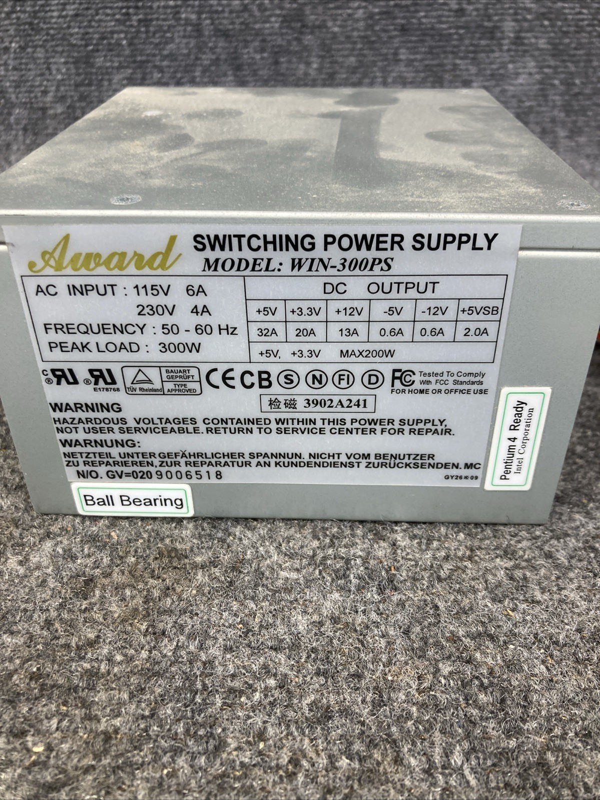 Wintech Power Supply WIN-300PS Desktop Computer 300W WORKS