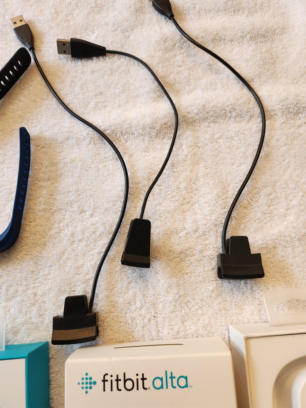 Lot Of 2 Fitbit Watches + Bands + Charging Cables + Boxes Need New Battery