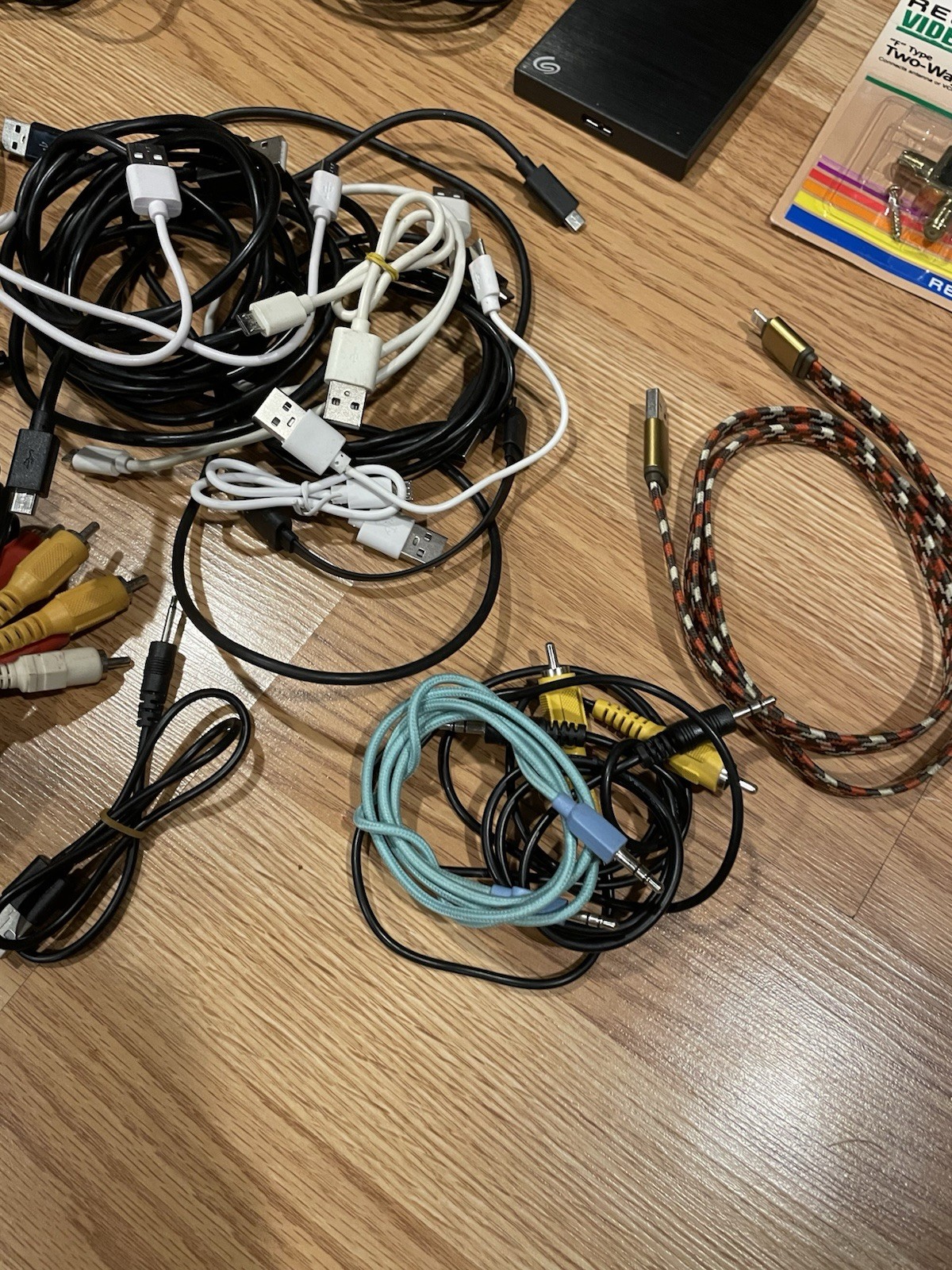 3lb Box Lot Of Misc Charging Cables – USB wall chargers/HDMI/More!