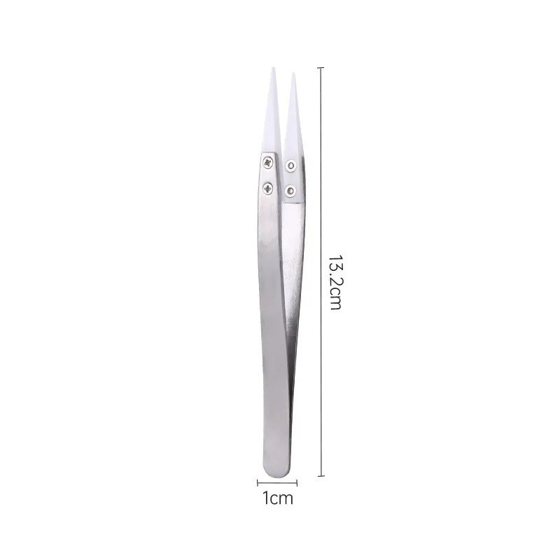 Stainless Steel Ceramic Tweezers Heat Resistant Non Conductive Ceramic tip