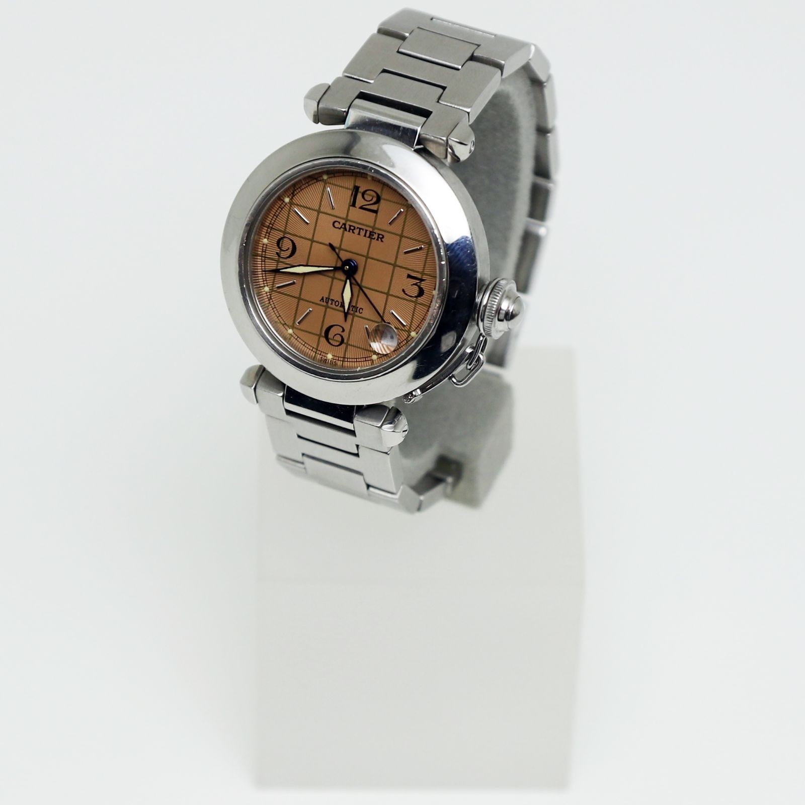 Cartier Watch Pasha C Orange Dial Mechanical Automatic AT Stainless Steel