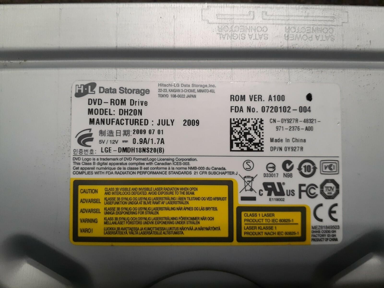 (2) HITACHI LG DH20N VER A100 INTERNAL DESKTOP DVD DRIVE 0Y927R