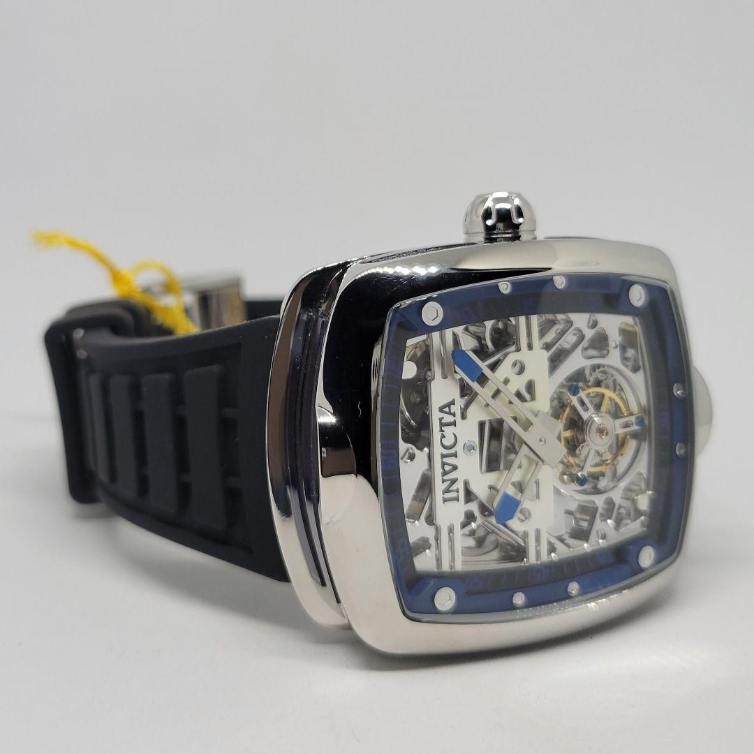 Invicta S1 Rally Diablo Tourbillon Watch Silver Dial Black Hand Winding w/ Box