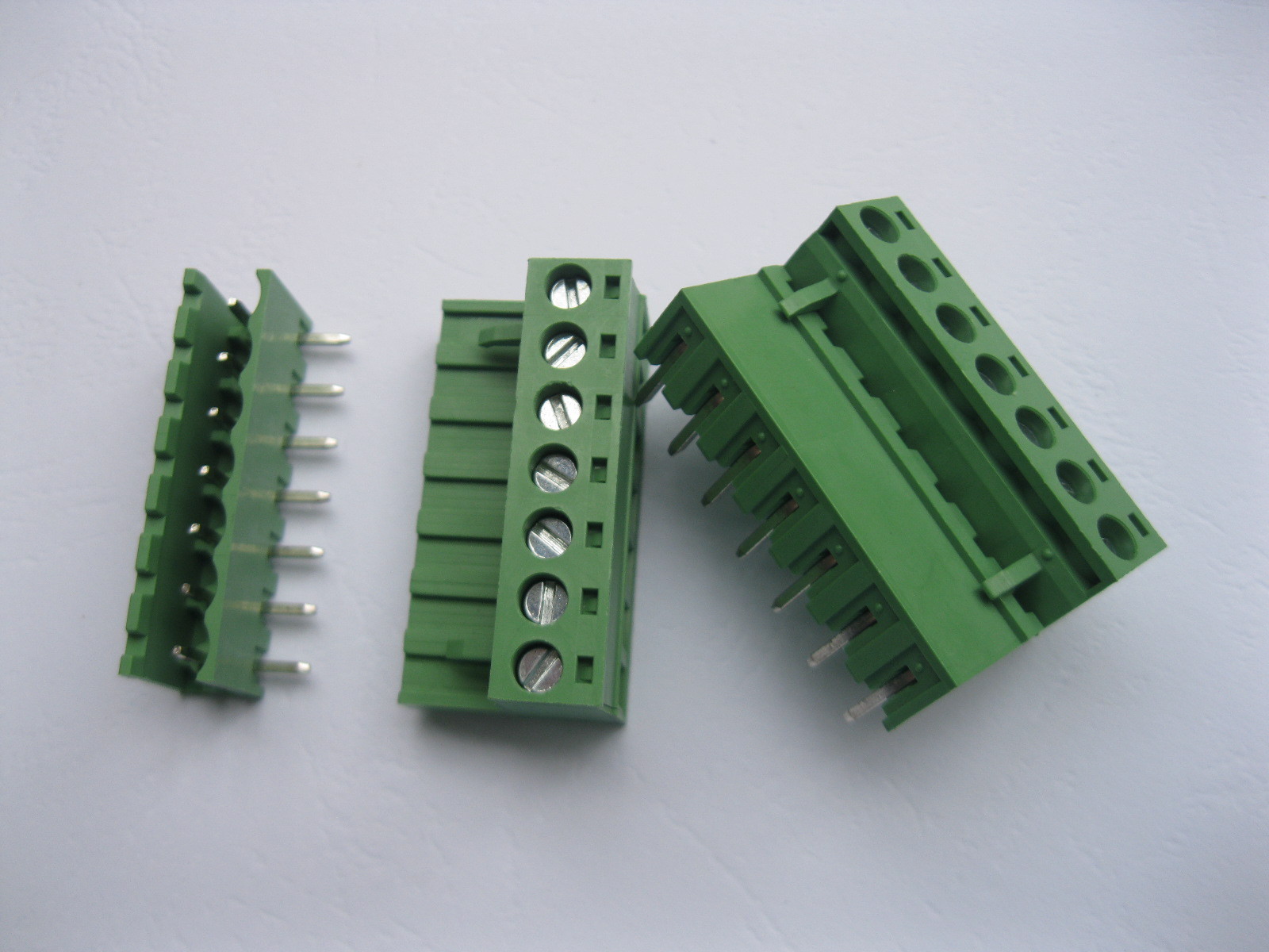 6 pcs Angle 7pin/way 5.08mm Screw Terminal Block Connector Green Pluggbale Type