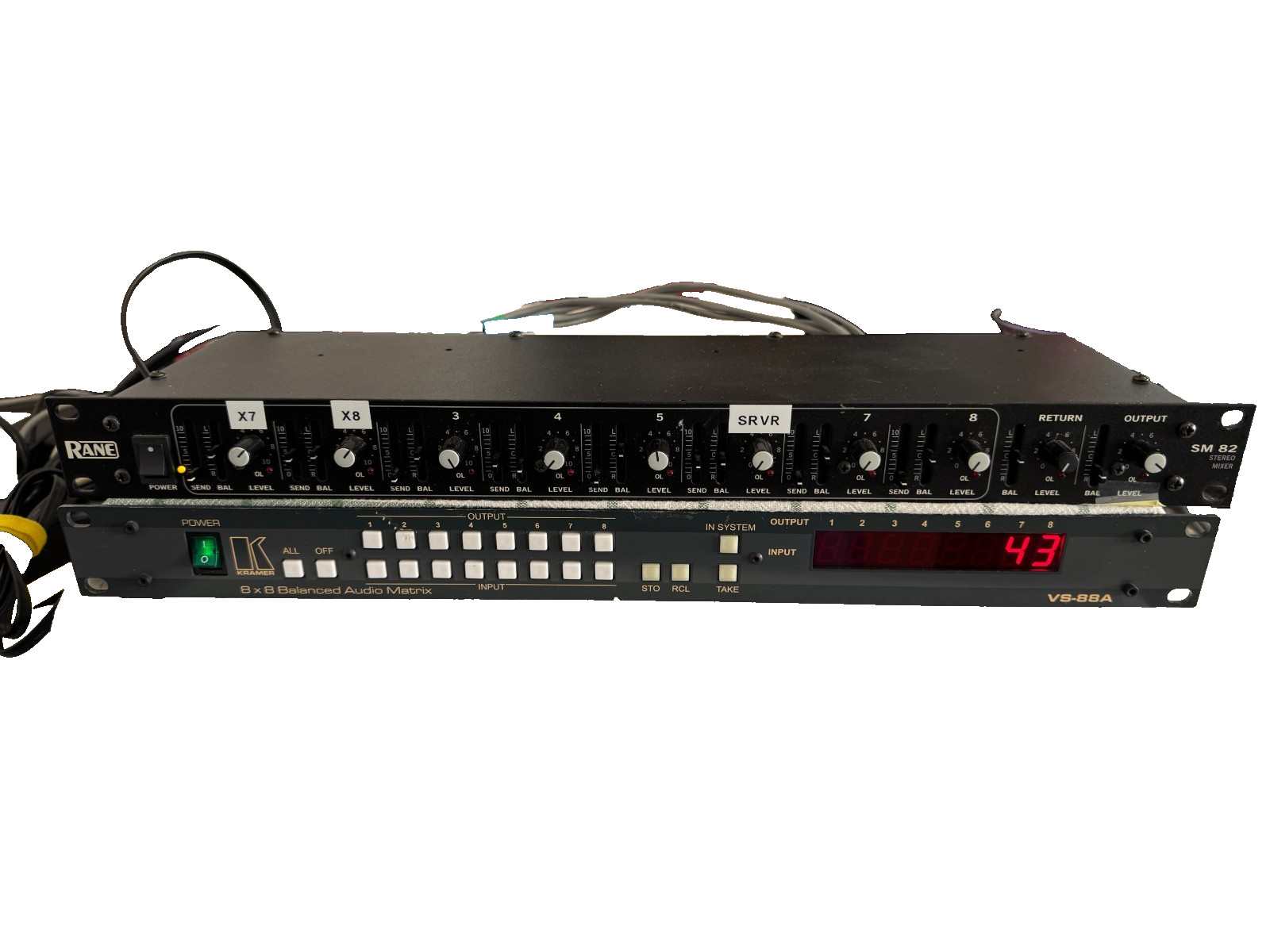 Kramer VS-88A 8×8 Audio Matrix Switcher and Rane SM-82 Stereo Mixer
