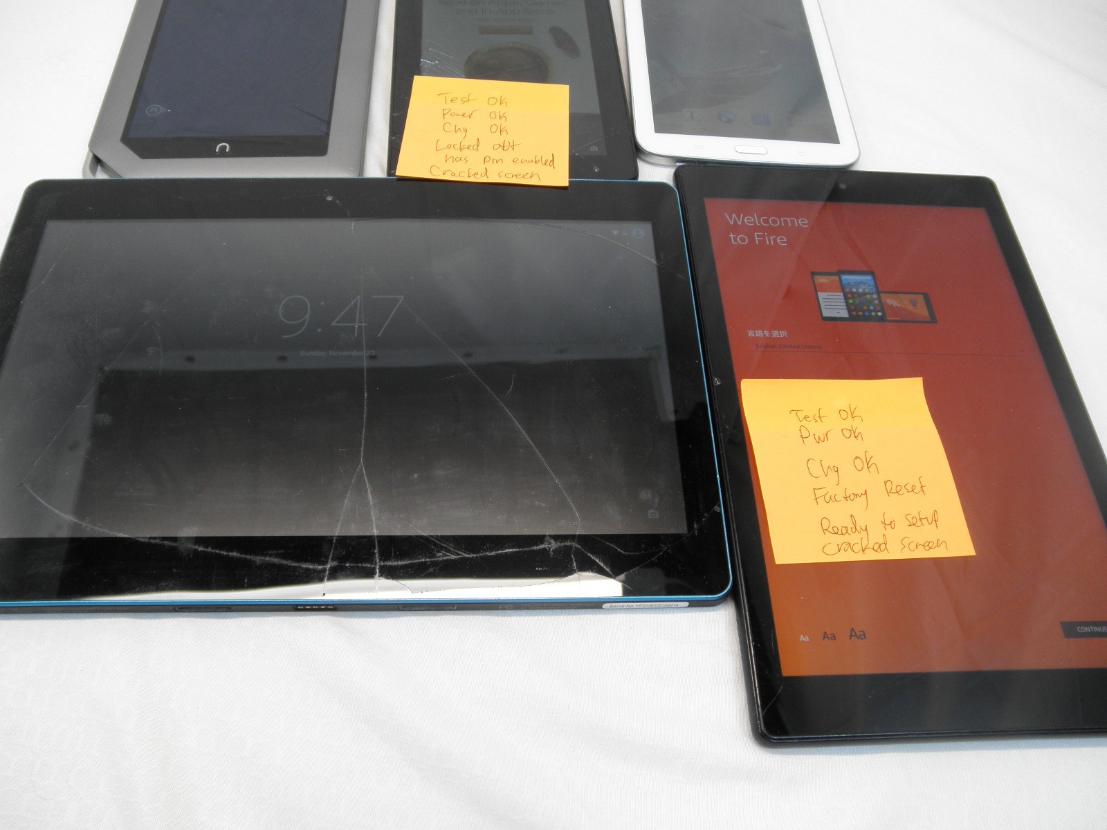 Lot of 5 Mixed Tablets/E-readers – Various Defects – FOR PARTS OR REPAIR ONLY!