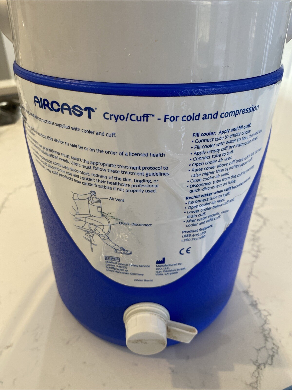 Aircast Cryo/cuff Gravity Cooler Ice Therapy with Hose Foil Cold Therapy System