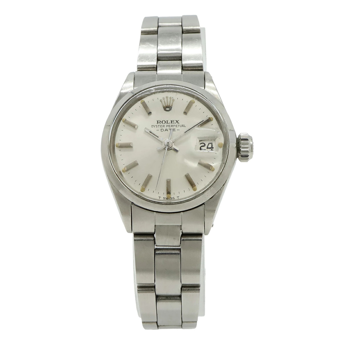 ROLEX Oyster Perpetual Date Silver Dial SS Ladies Automatic Watch Model 6516