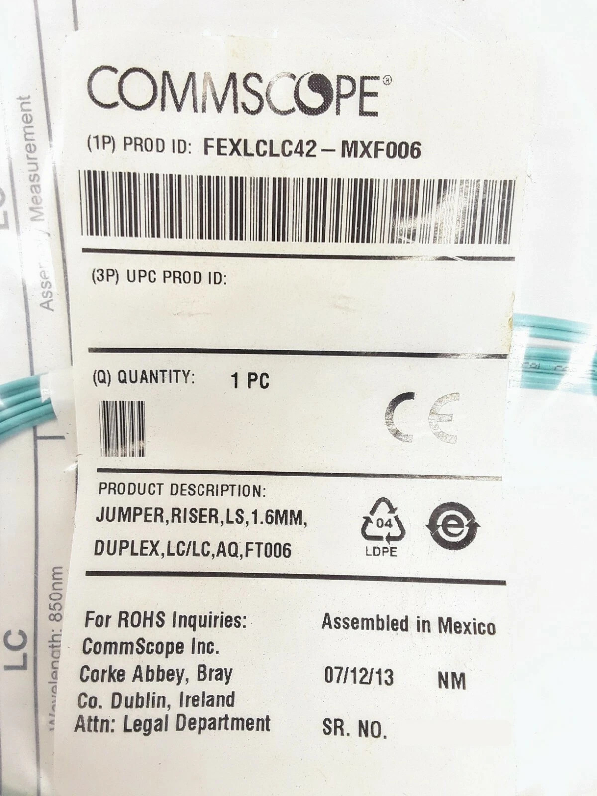 CommScope FEXLCLC42-MXF006 Duplex LC/LC Fiber Jumper Cable FT006
