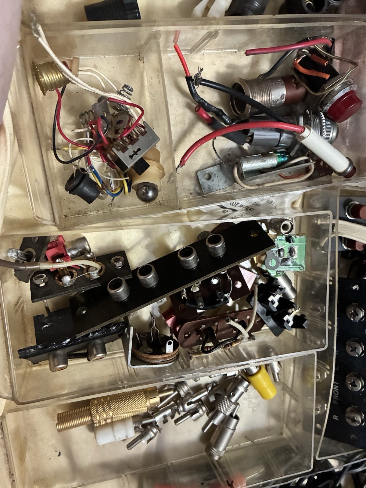 Bulk Electronics Parts Lot – RCA Jacks, Switches, Wiring, Etc– DIY Repair