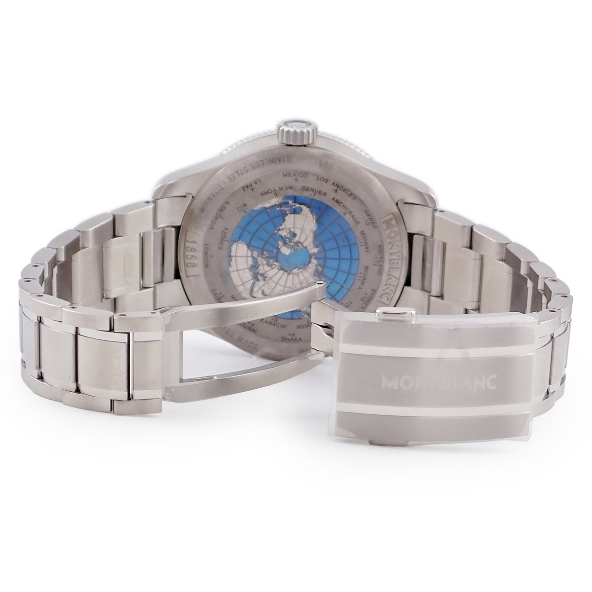 Montblanc 1858 GMT MB129616 Blue Sunray Date Arabic Bar Automatic Men’s Watch