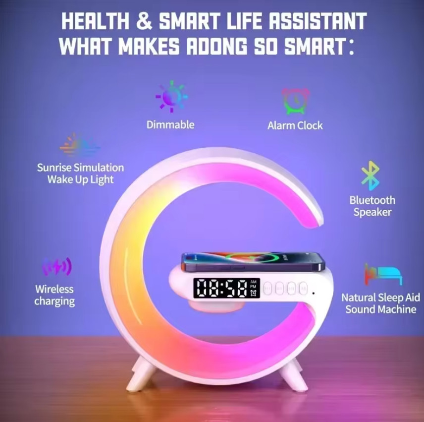 Multifunction Wireless Charger Pad Stand Speaker TF RGB Night Light 15W