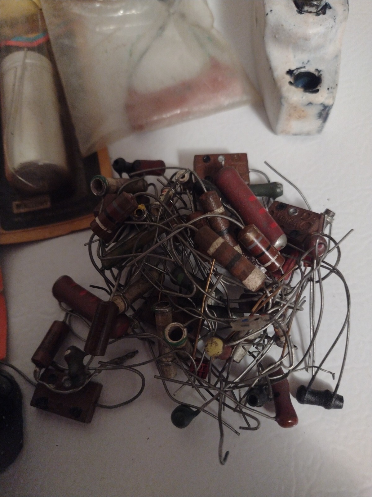 Vintage Assortment Of Electrical Components Olson Tung-sol Bulbs Etc