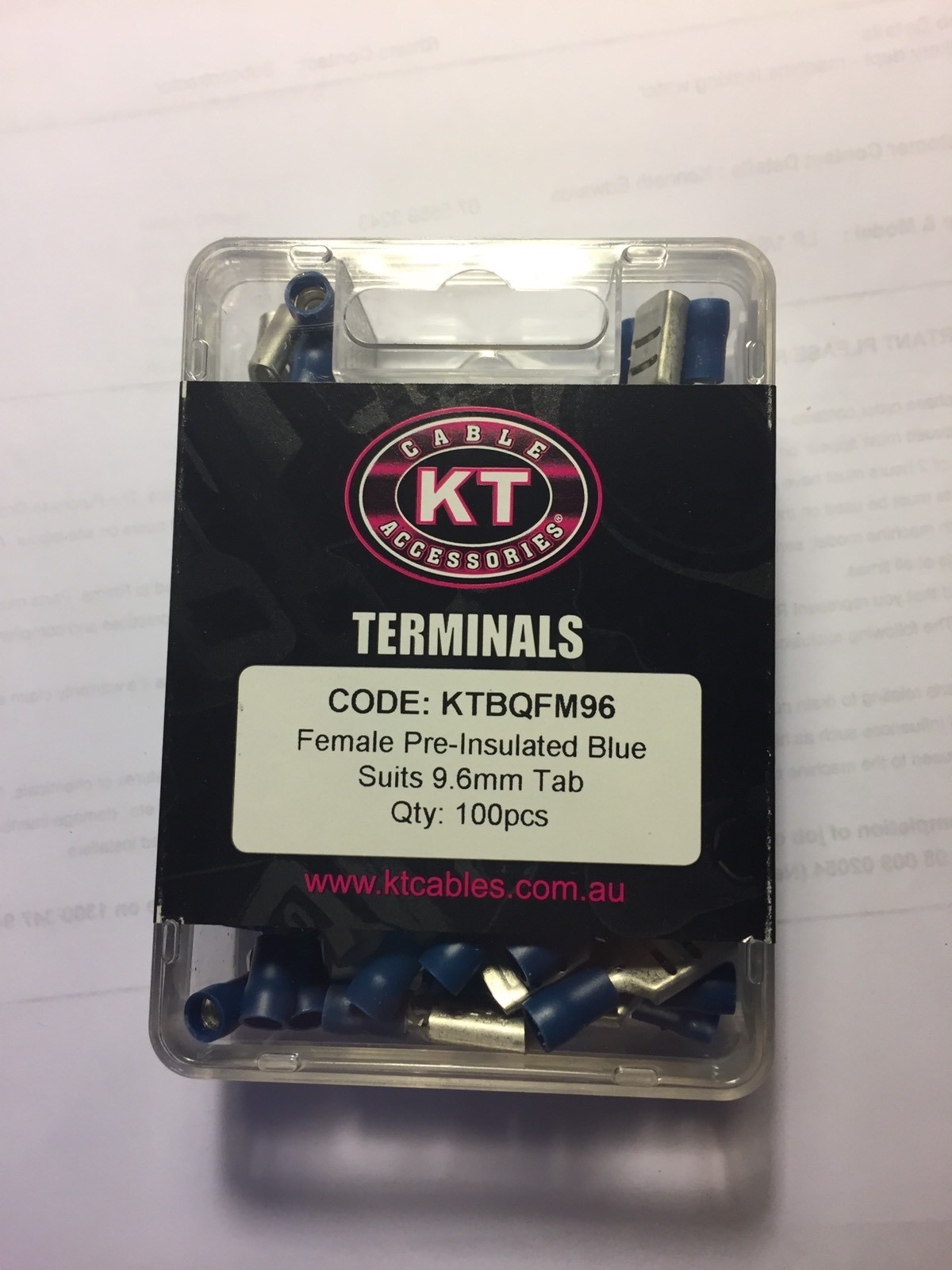 Connector Blue Female Pre-Insulated Terminal 1.5-2.5mm cable 9.6mm Tab 10 boxes