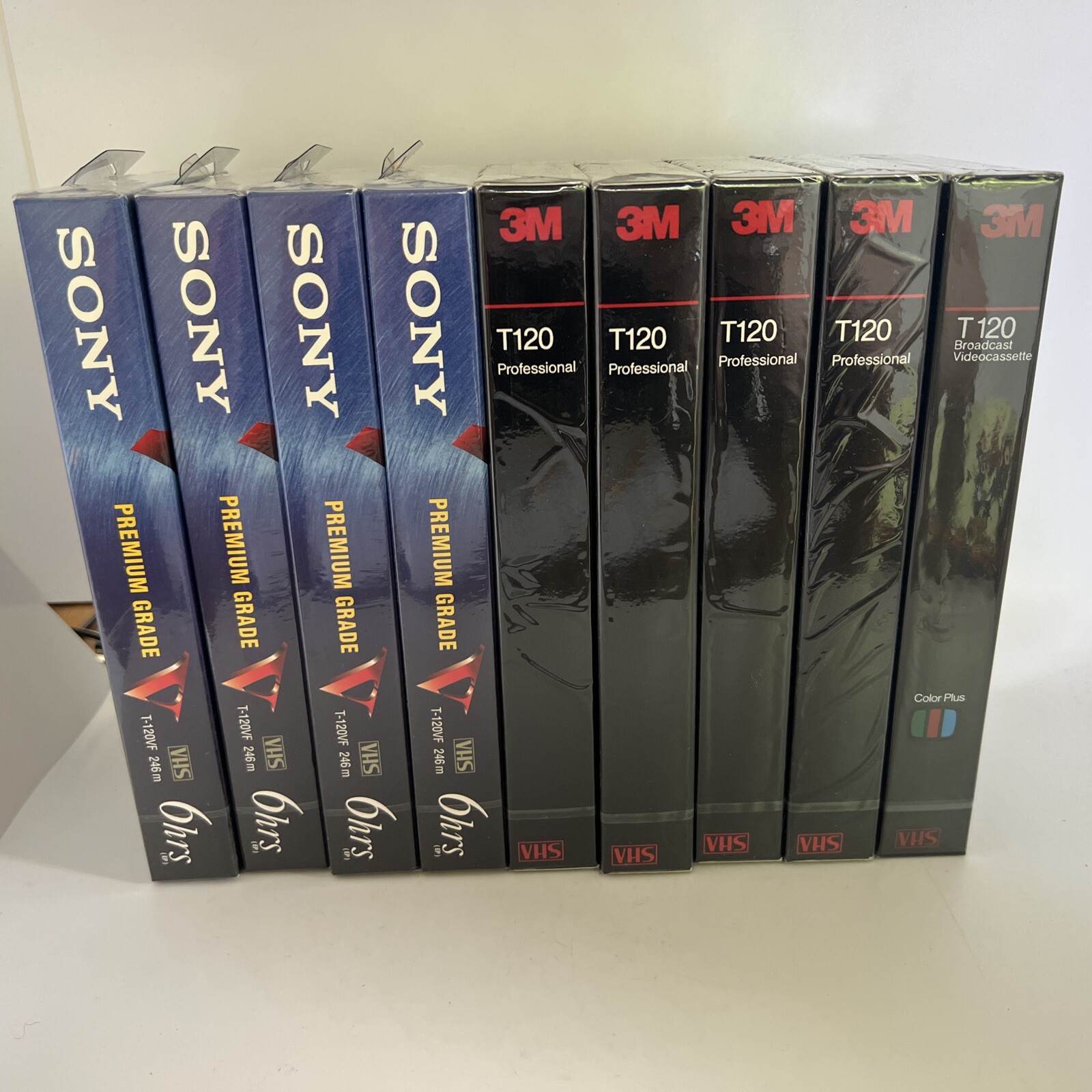 4 Sony Premium, 4 T120 Professional 3M, 1 3M Broadcast 9 VHS Video Cassette Tape