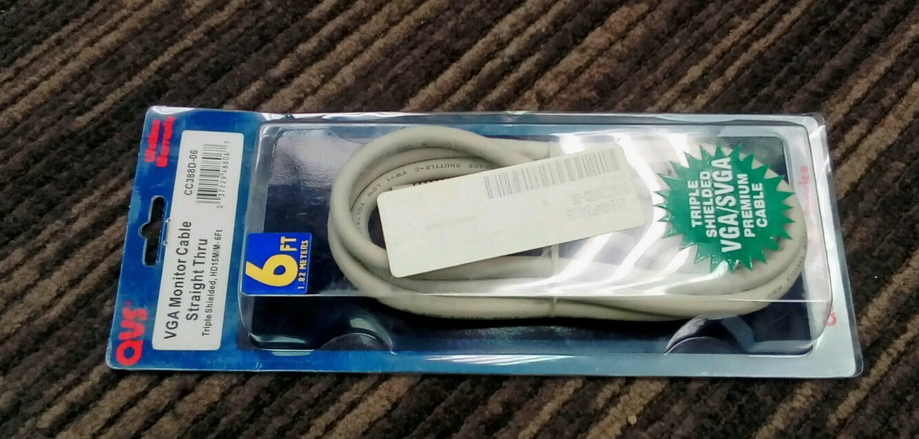 6FT VGA MONITOR CABLE STRAIGHT THRU TRIPLE SHIELDED HD15M/M CC388D-06