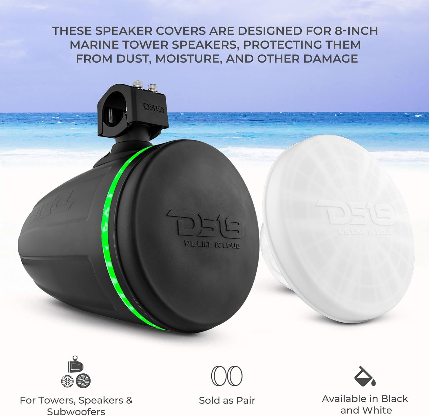 Hydro CS-8/WH 8″ Silicone Marine Speaker Cover – Water, Dust and UV Rays Protect