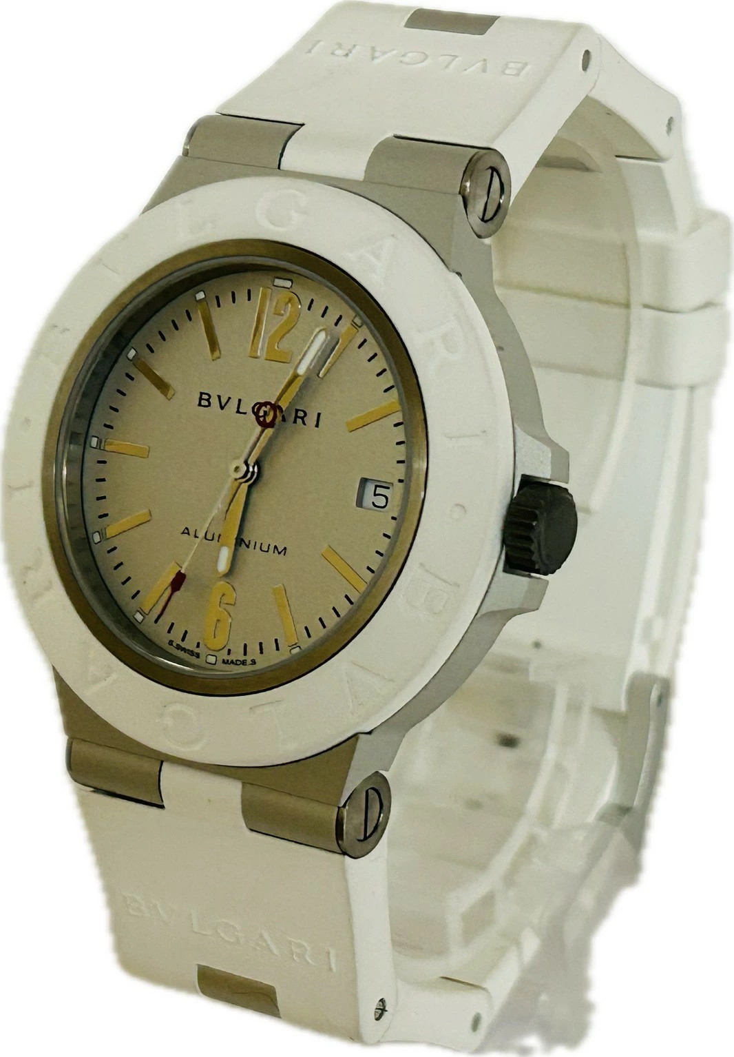 BVLGARI Aluminum BB40AT Men’s Automatic Watch Box Date Round Dial Accessary