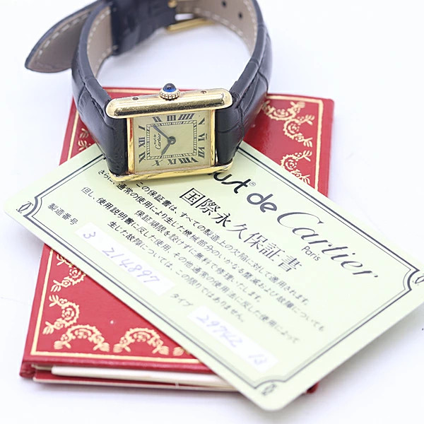 Cartier Must Tank SM 3214897 SV925 Manual Winding Ladies Watch Booklet Card