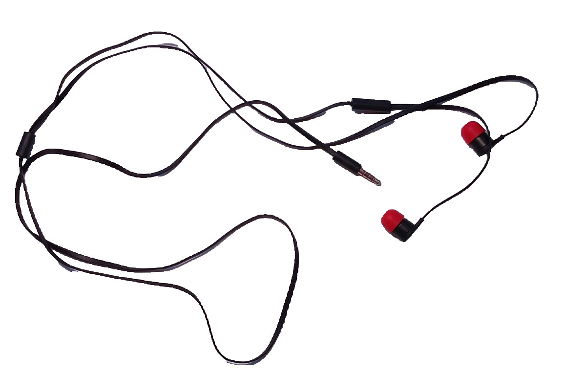 Spare untested cord lot and headphone lot with black bag
