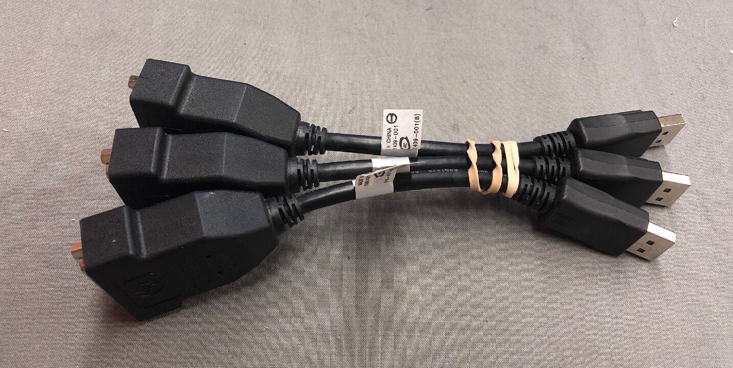 LOT OF 3 HP DISPLAY PORT TO DVI CABLE ADAPTER 481409-001 BLACK