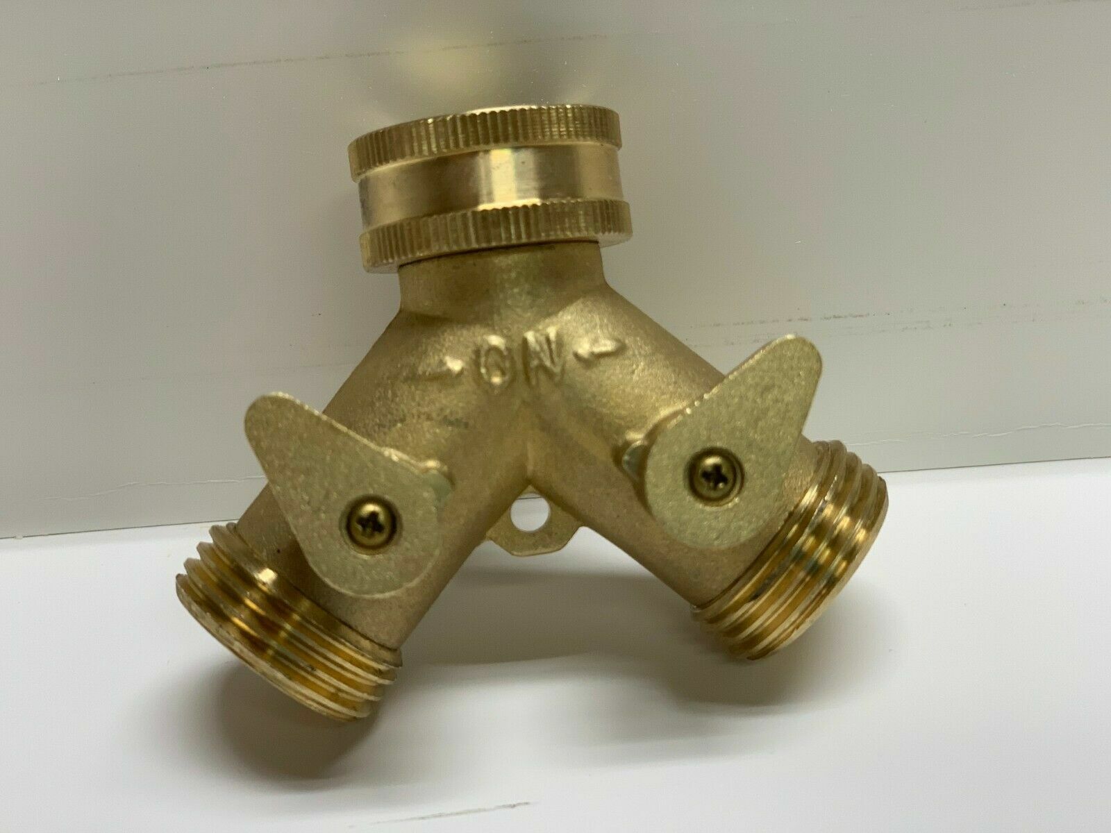 Heavy Duty Garden Water Hose All Brass Manifold 2 Way Swivel Y Splitter Shutoff