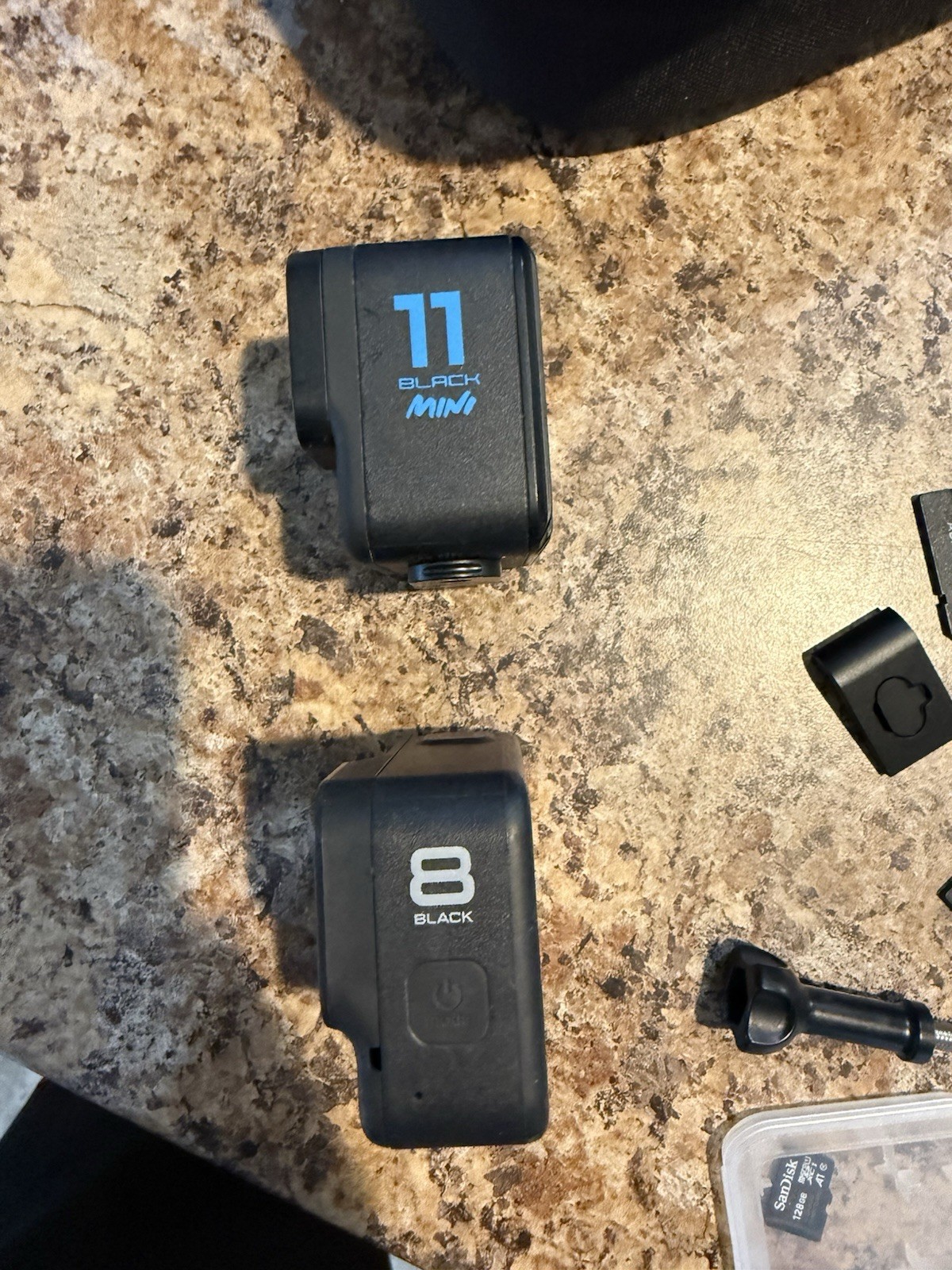 GoPro HERO8 Black and Hero 11 mini Mixed Lot w/ USB Cables, Mount, Charger