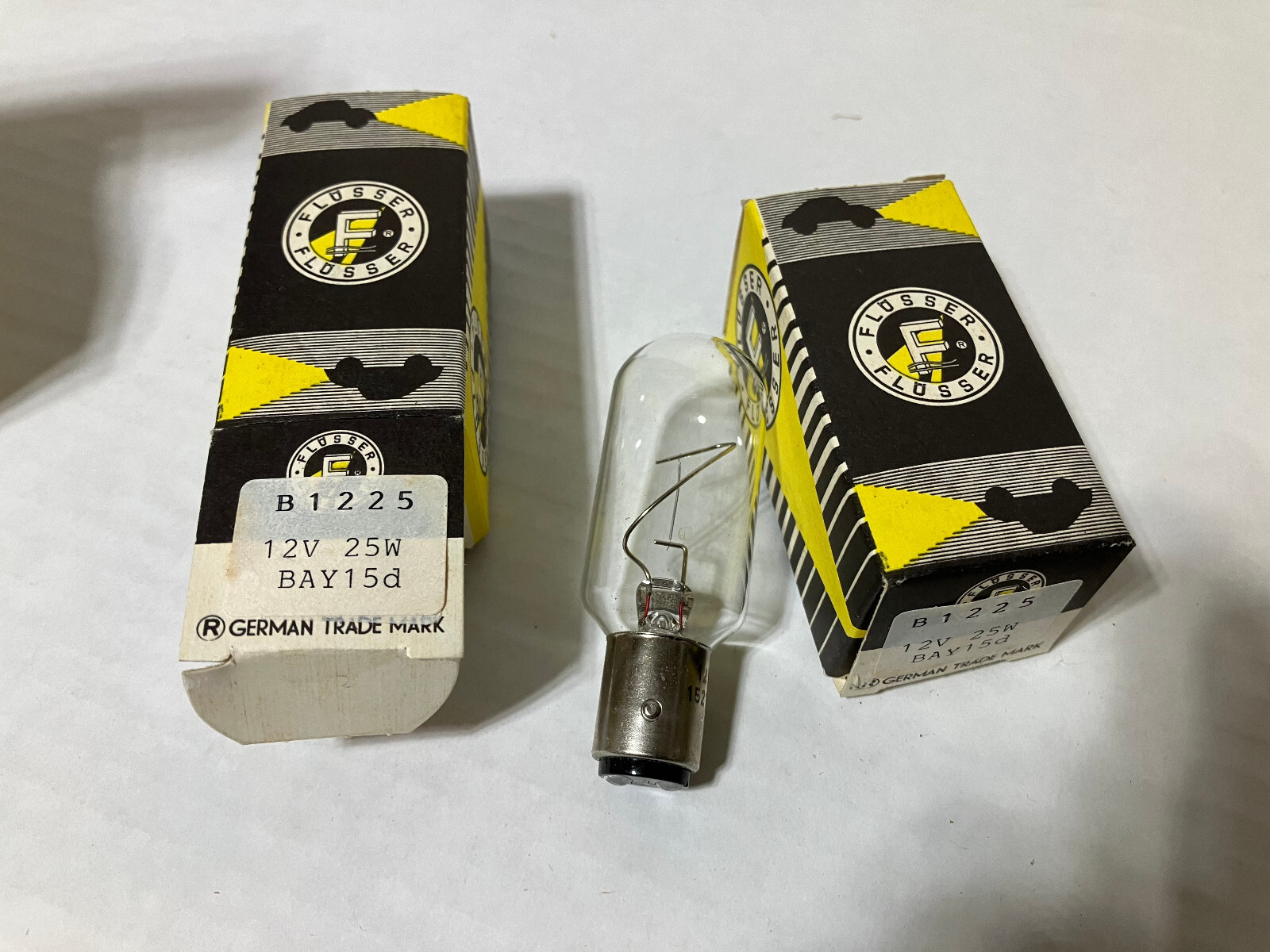 Automotive, Marine Bulb B1225 12V 25W BAY15d Flosser Germany Vintage lot of 2