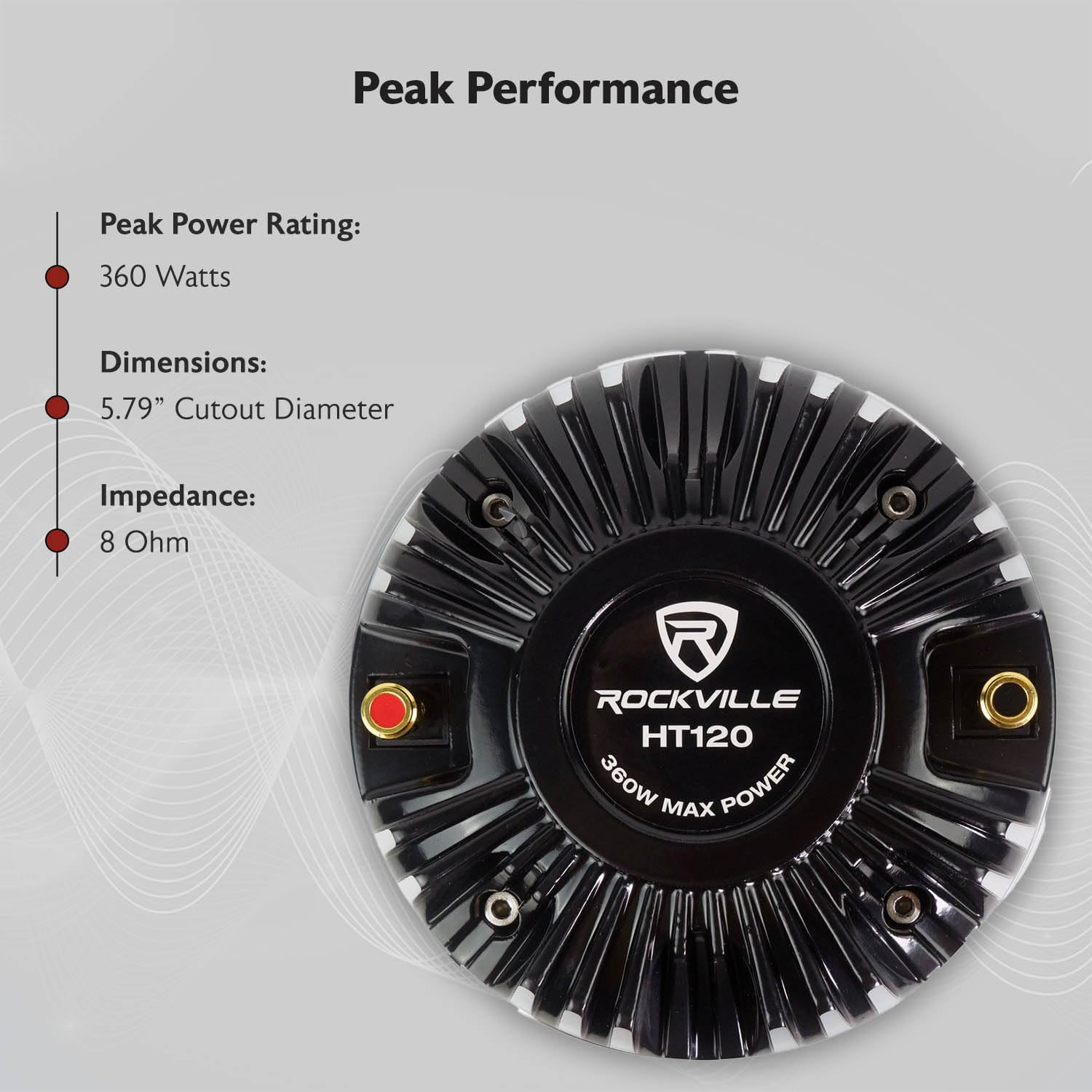HT120 Titanium Compression Tweeter, 2″ Voice Coil, 360W, 8 Ohms, Aluminum Horn,