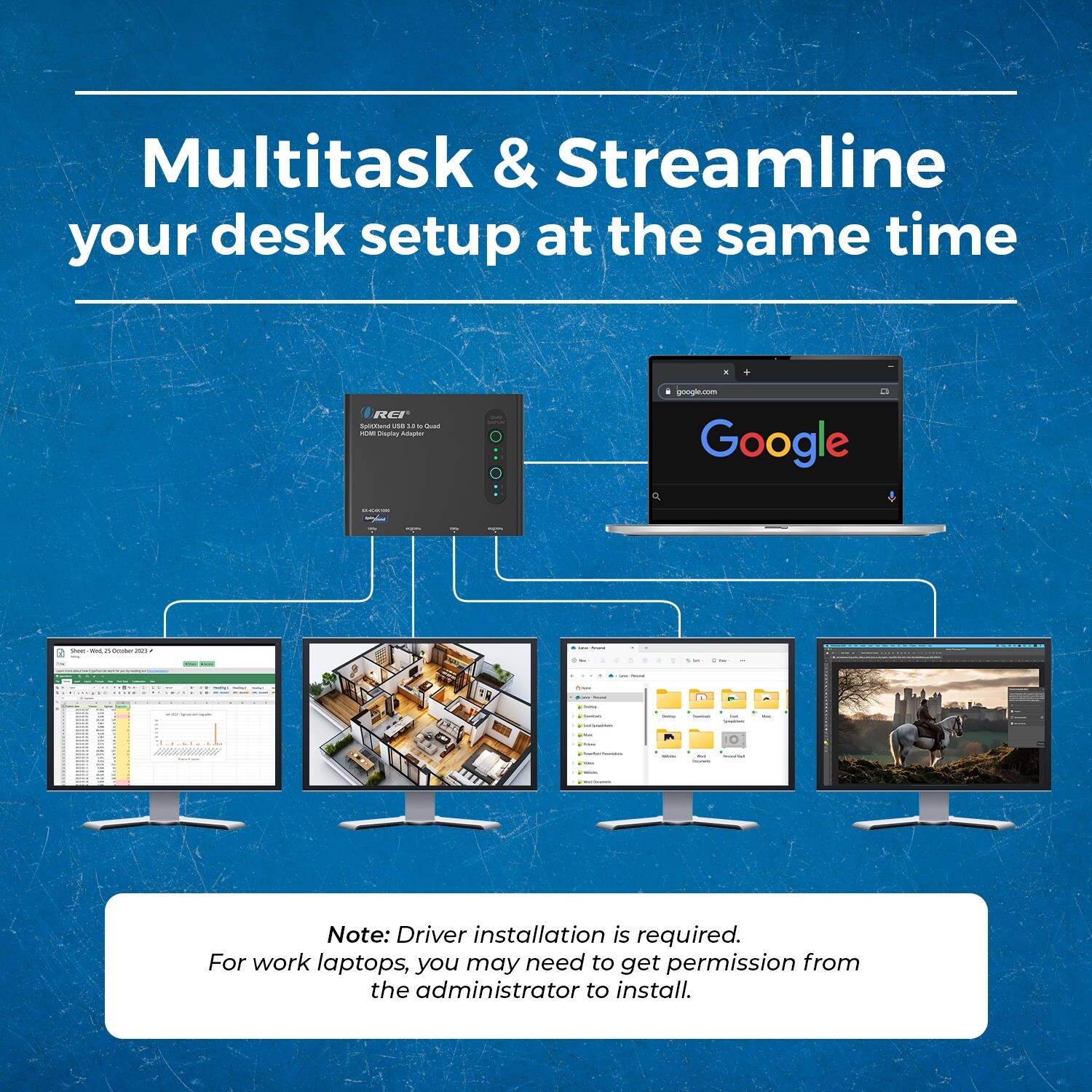 OREI SplitExtend HDMI Splitter Extended Display for Quad Monitor – Multi-Monitor