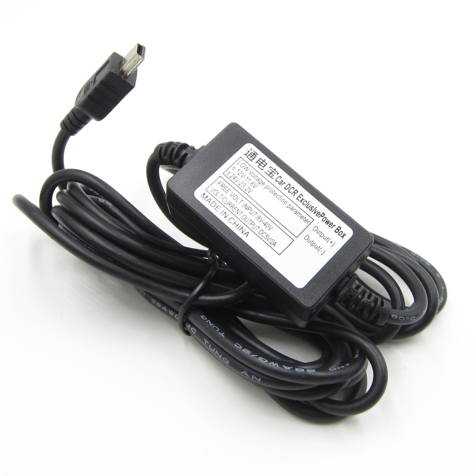 MINI USB 12V to 5V Wire Cable Car Charger For Camera Recorder DVR Power Box