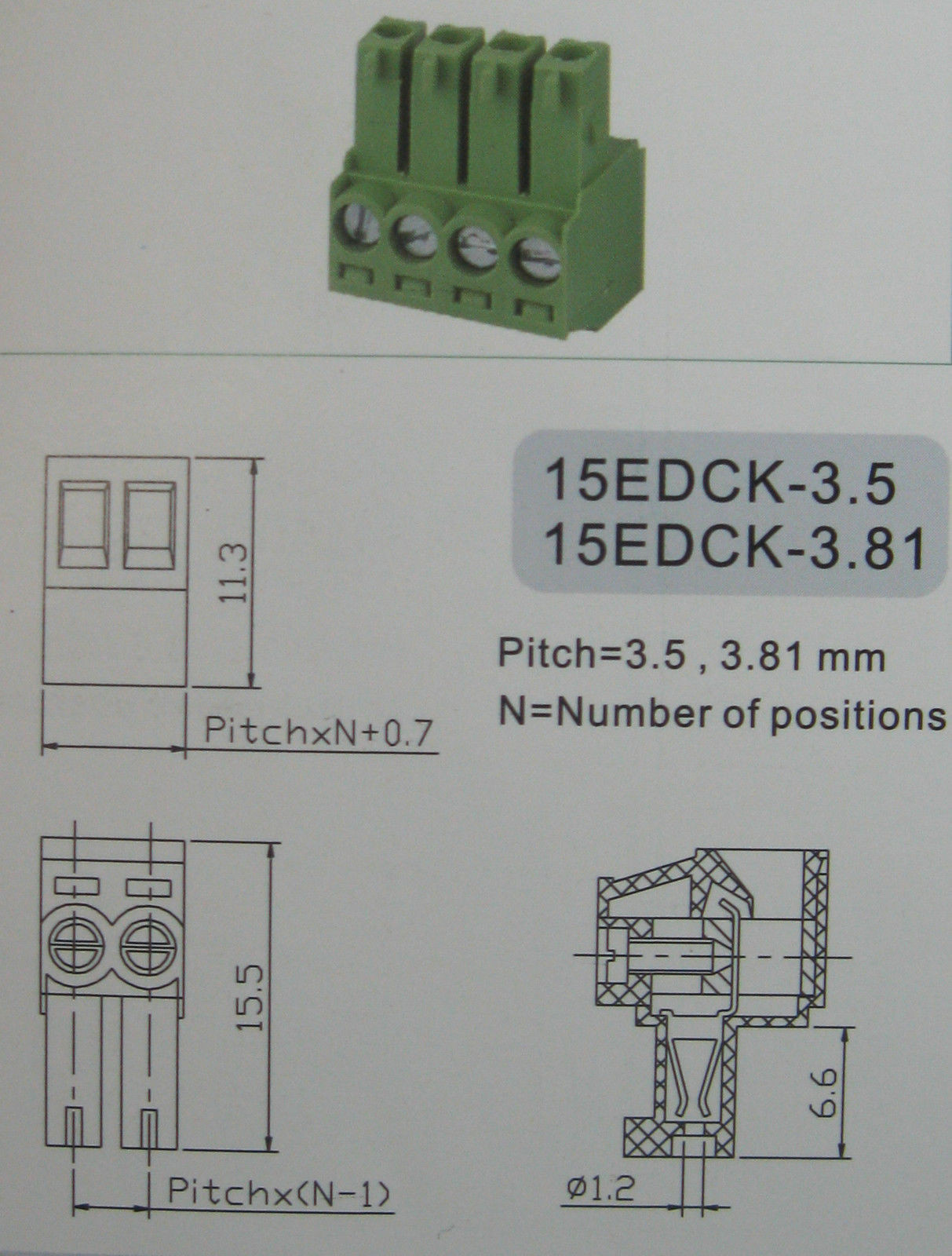 100 pcs 8 pin 3.5mm Screw Terminal Block Connector Pluggable Type Green straight
