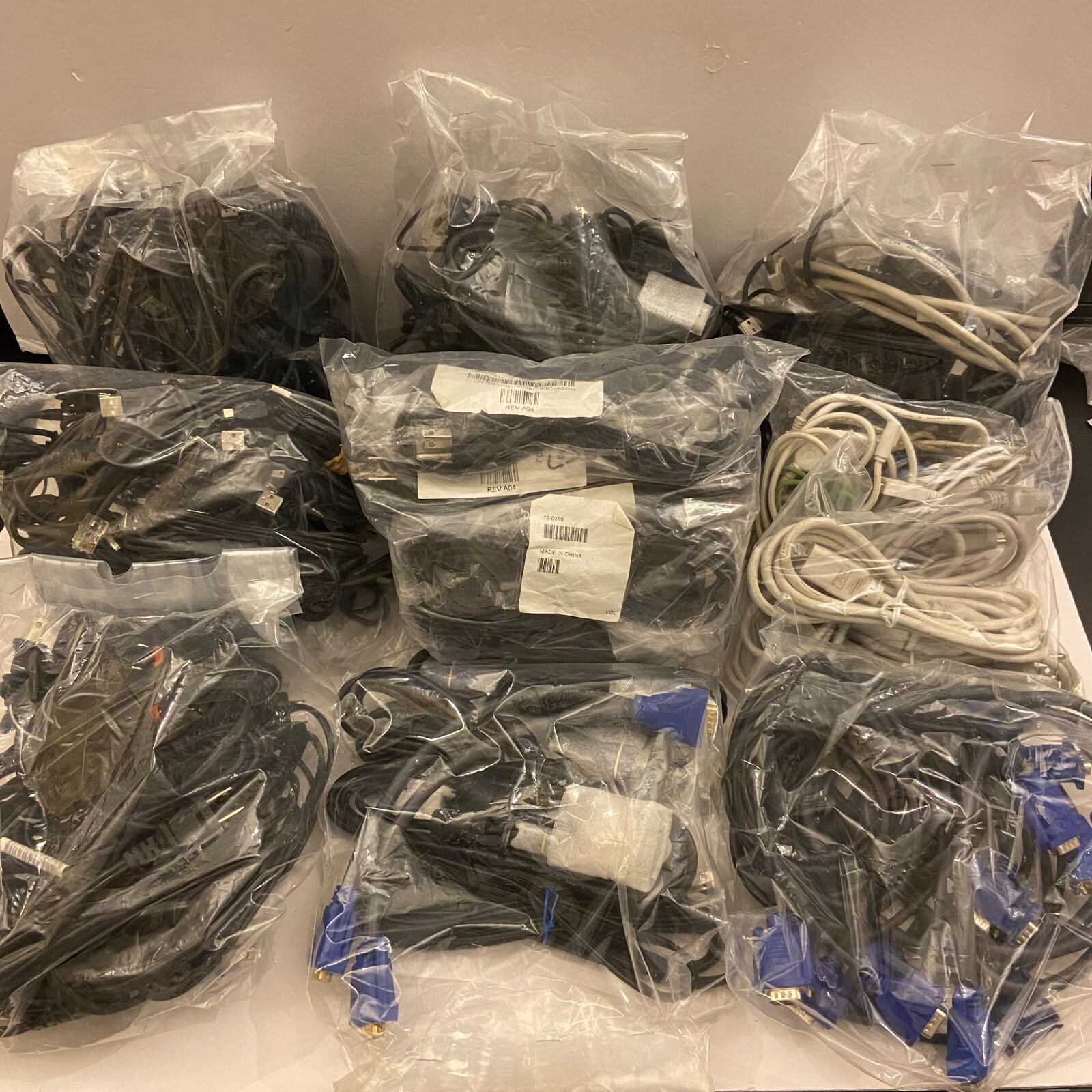 Assorted Mixed Electronics Parts & Large Amount of Cables Office Liq.
