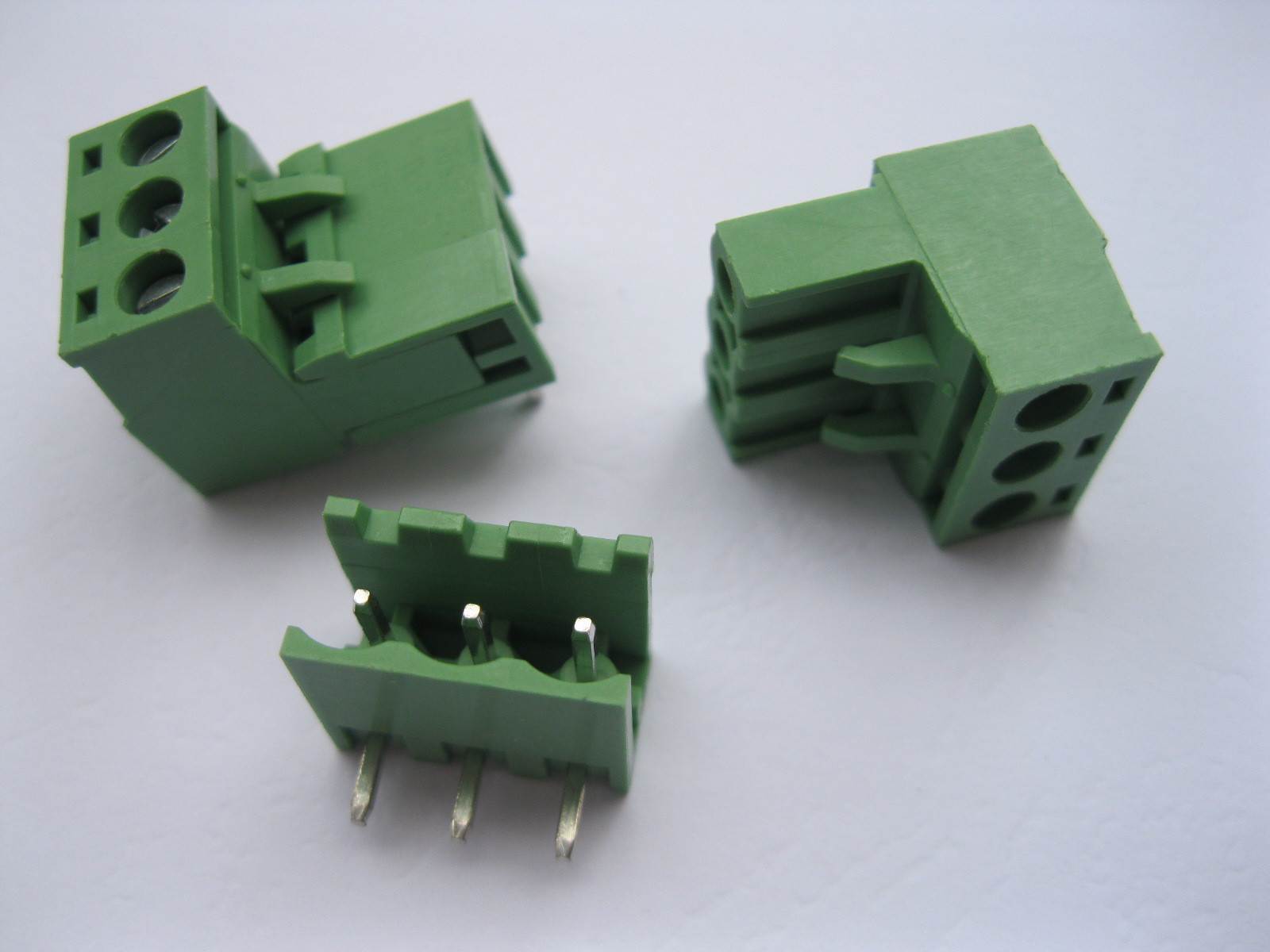20 pcs Angle 3pin/way 5.08mm Screw Terminal Block Connector Green Plugbale Type