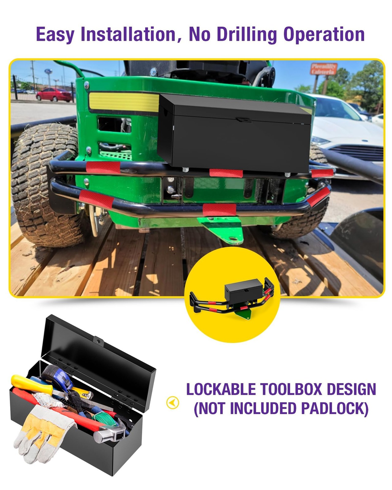 Zero Turn Lawn Mower One-Piece Rear Bumper Hitch with Toolbox for John Deere …