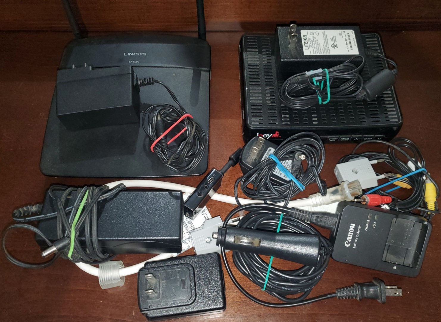Electronics Parts Lot – Linksys EA6100 Router, Dish Joey, Cables, – AS‑IS