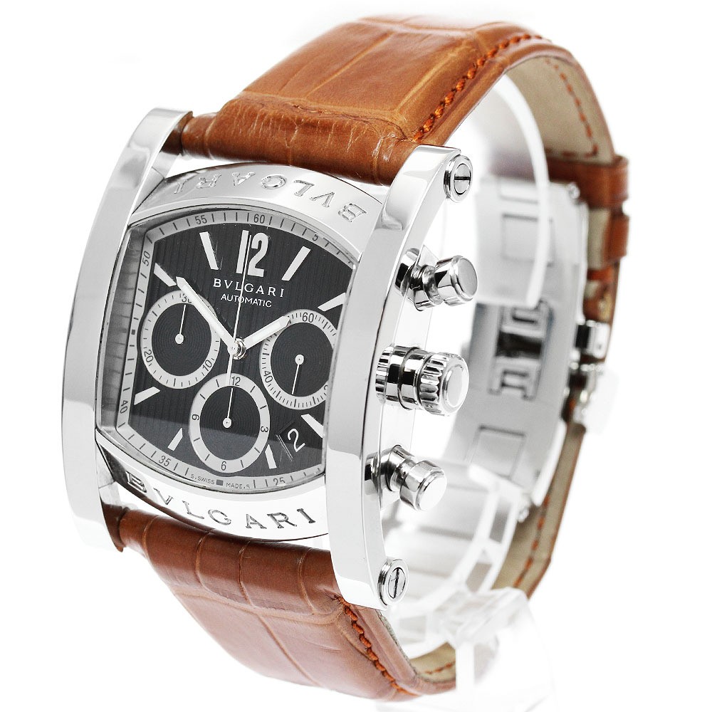 BVLGARI Watch Assioma Chronograph Date Silver Black Dial AA48SCH Automatic Men’s