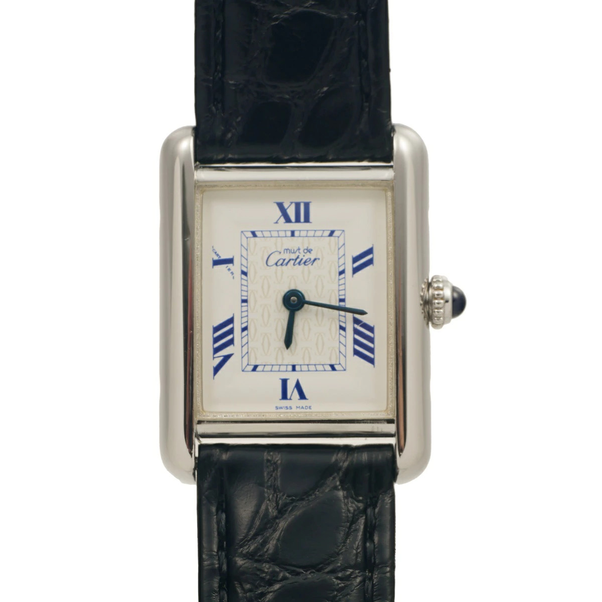 Cartier Must Tank SM Silver W1008354 White Dial Leather Bracelet Quartz Ladies