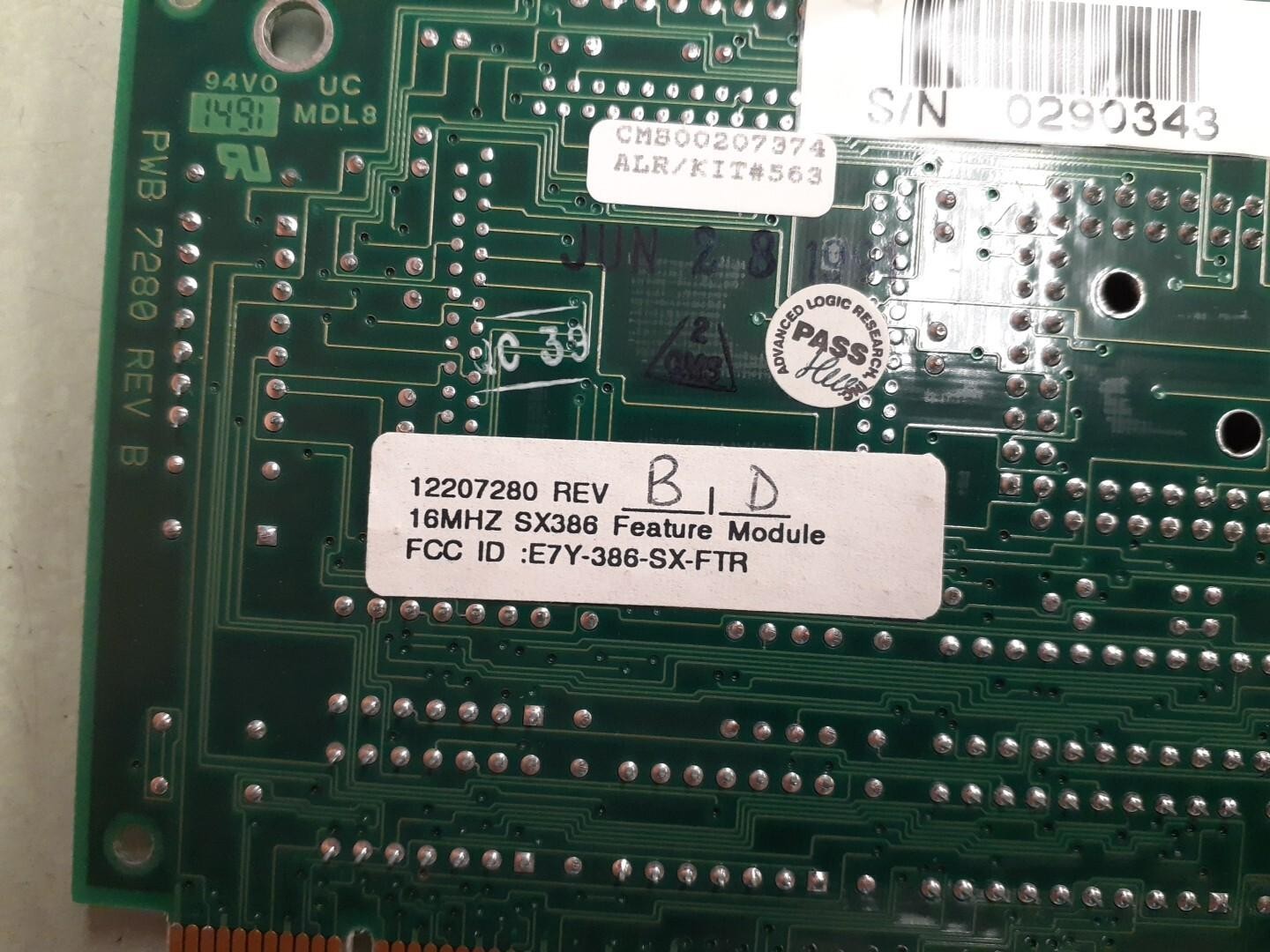Advanced Logic 1989 16MHZ SX386 Feature Module 12207280
