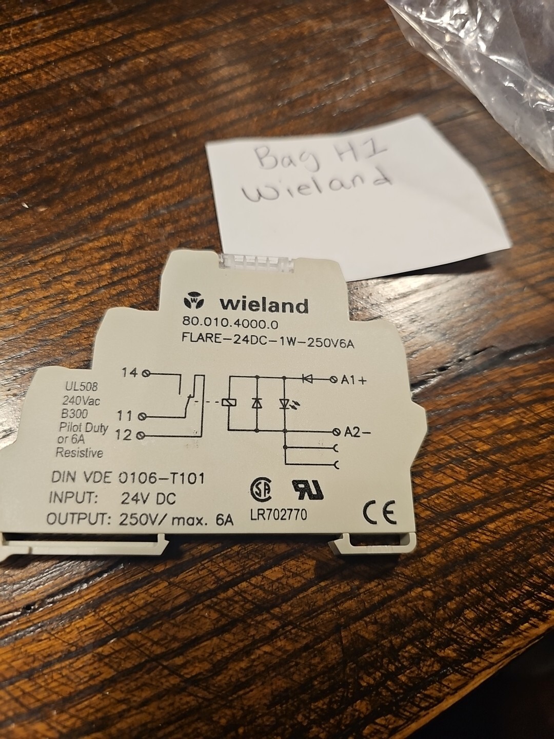 WIELAND ELECTRIC 80.010.4000.0 FLARE-24DC-1W-250V6A DIN Rail Mount 6A Relay