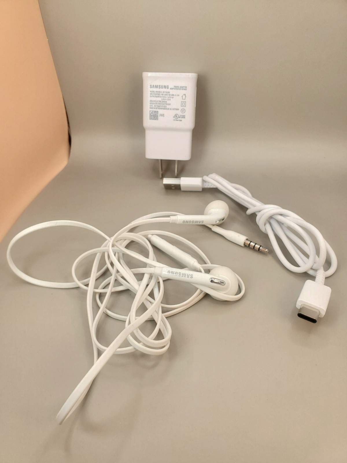 Samsung Fast Charger EP-TA200 with USB Cable & Wired Earphones – Genuine OEM – P