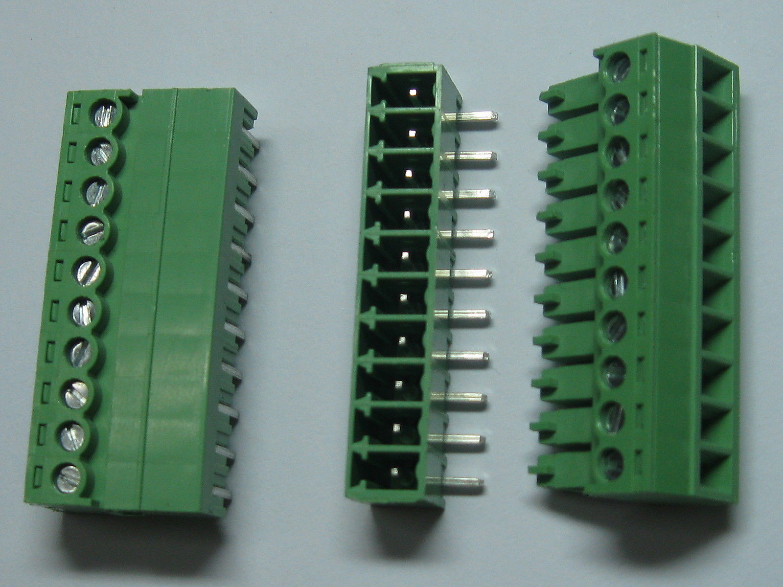 12 pcs Screw Terminal Block Connector 3.5mm Angle 10pin Green Pluggable Type New